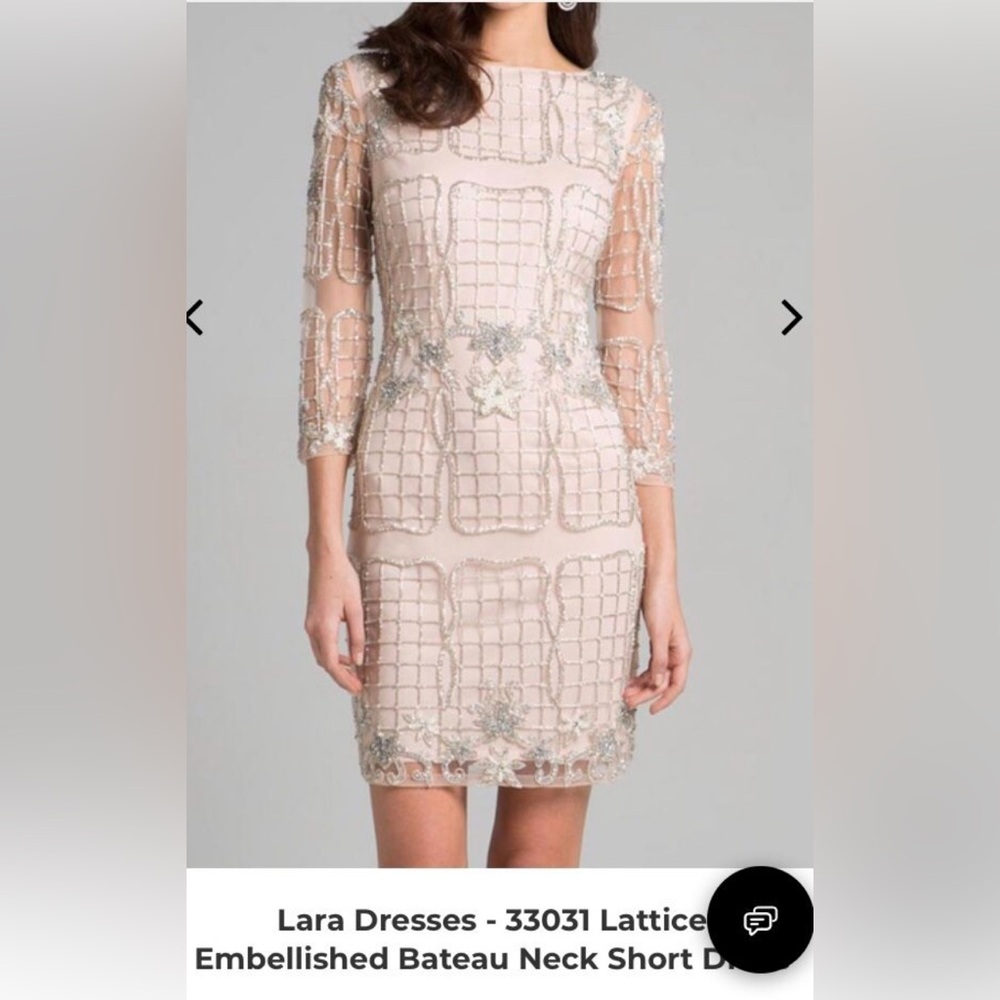 LARA Pink Blush Embellished Bateau Beaded Cocktail Dress